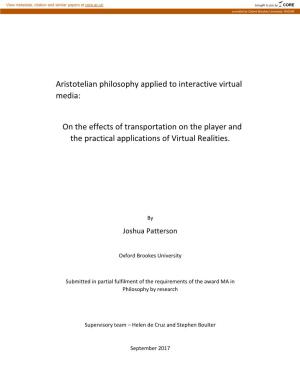 Aristotelian Philosophy Applied to Interactive Virtual Media