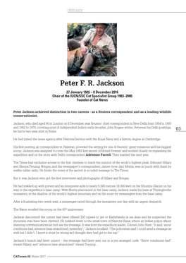 Obituary Peter FR Jackson