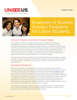 Examples of Student Success Programs for Latinx Students