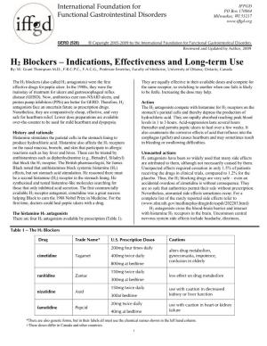H2 Blockers – Indications, Effectiveness and Long-Term Use By: W