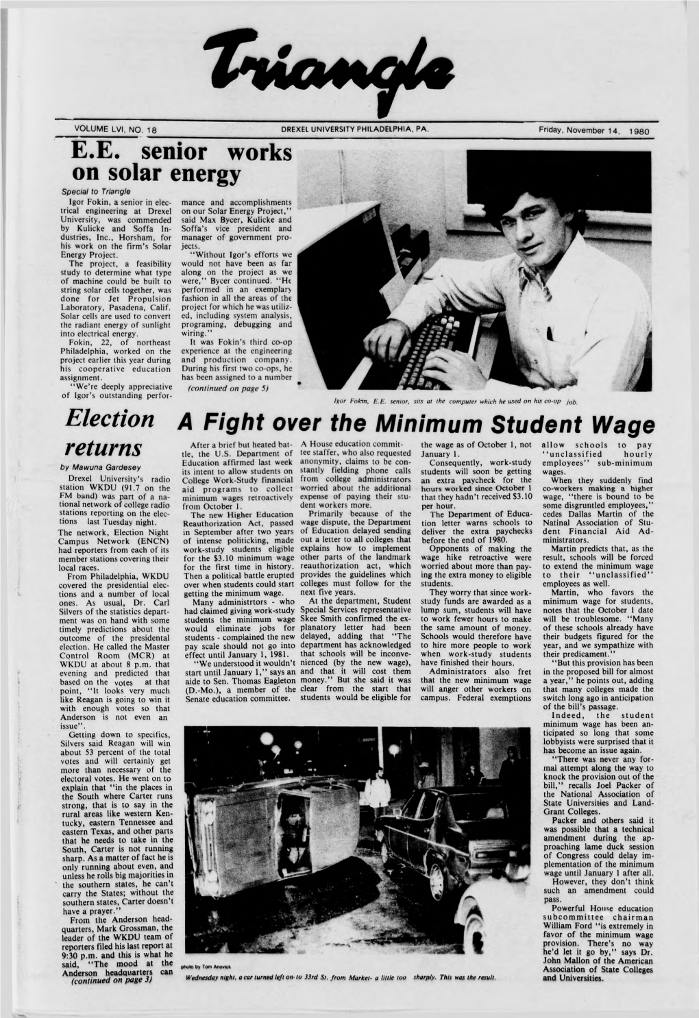 E.E. Senior Works on Solar Energy