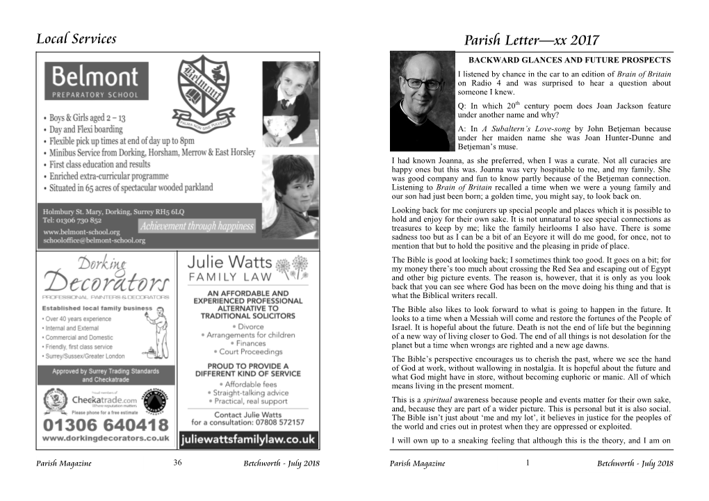 Local Services Parish Letter—Xx 2017