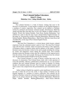 Post Colonial Indian Literature Rahul P
