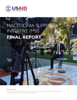 Macedonia Support Initiative (Msi) Final Report