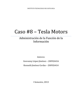 Tesla Motors Administración De La Función De La Información