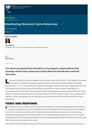 Weathering Morocco's Syria Returnees | the Washington Institute