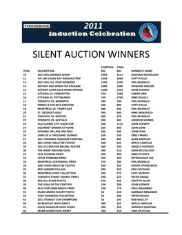 Silent Auction Winners