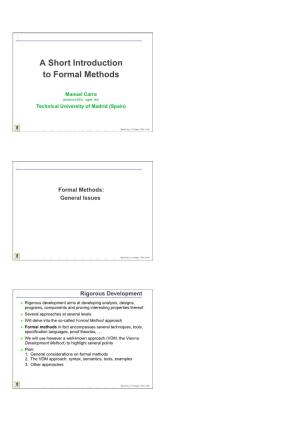 A Short Introduction to Formal Methods