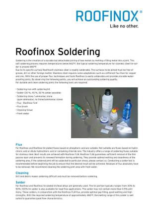 Roofinox Soldering