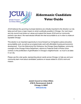 JCUA's Aldermanic Candidate Voter Guide