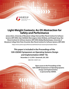 Light-Weight Contexts: an OS Abstraction for Safety And