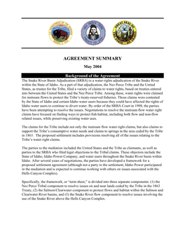 Agreement Summary