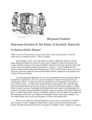 Benjamin Franklin: Statesman-Scientist & the Father of Scientific Statecraft by Barbara Pfeffer Billauer1