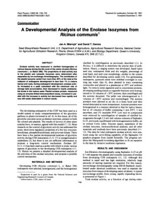 A Developmental Analysis of the Enolase Isozymes from Ricinus Communis'