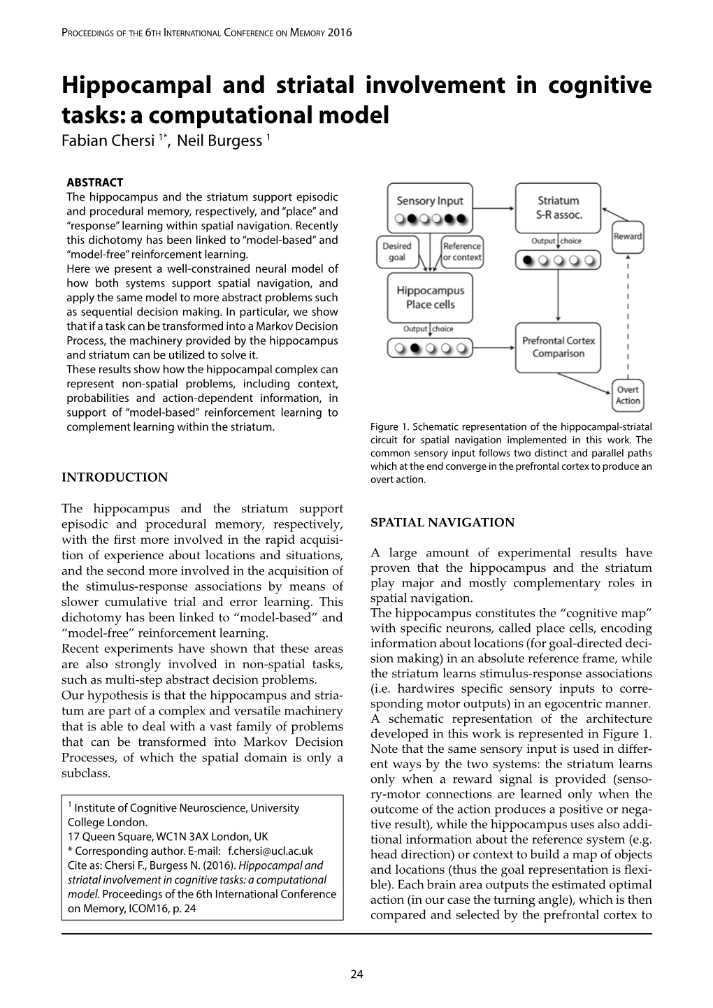 Hippocampal and Striatal Involvement in Cognitive Tasks: a Computational