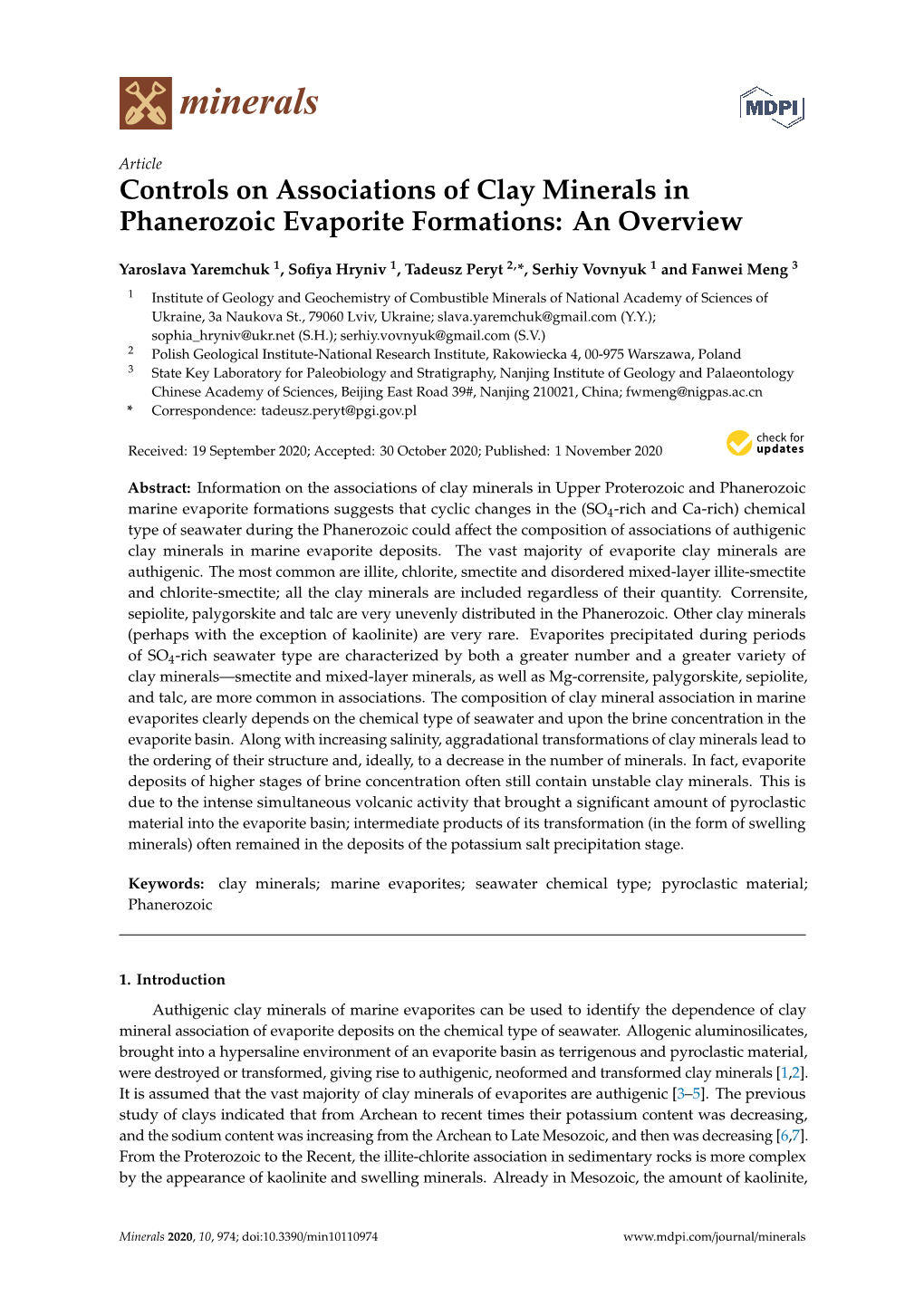 Controls on Associations of Clay Minerals in Phanerozoic Evaporite Formations: an Overview