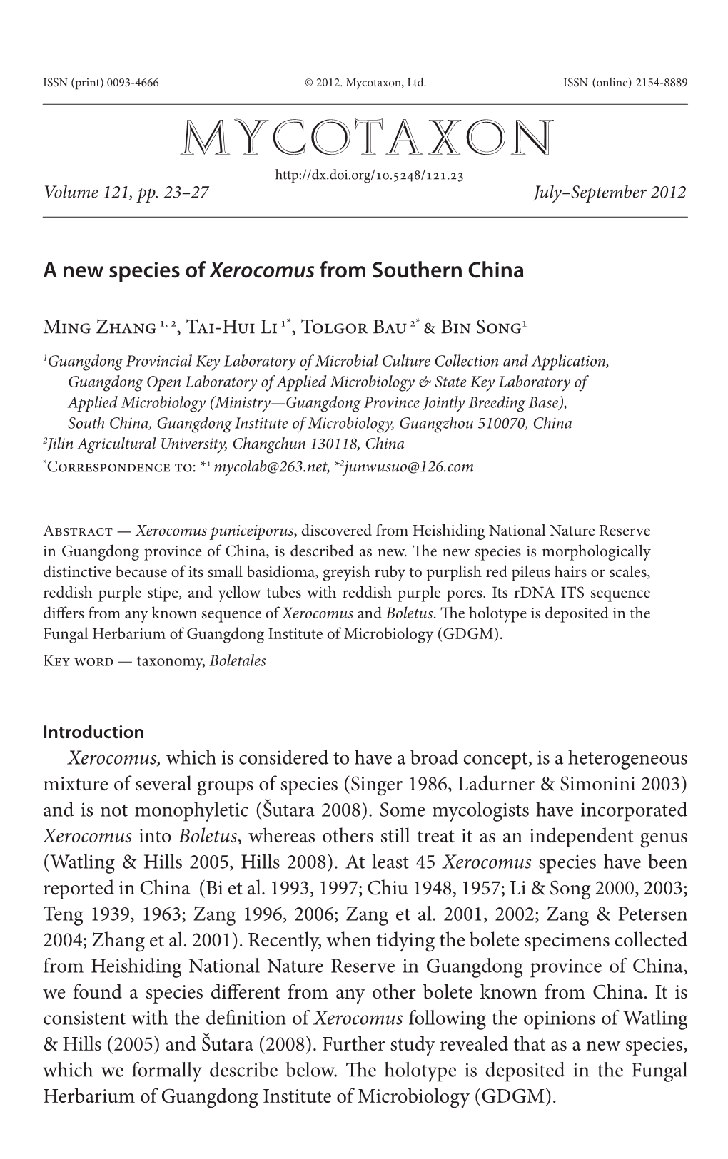 &lt;I&gt;Xerocomus&lt;/I&gt; from Southern China