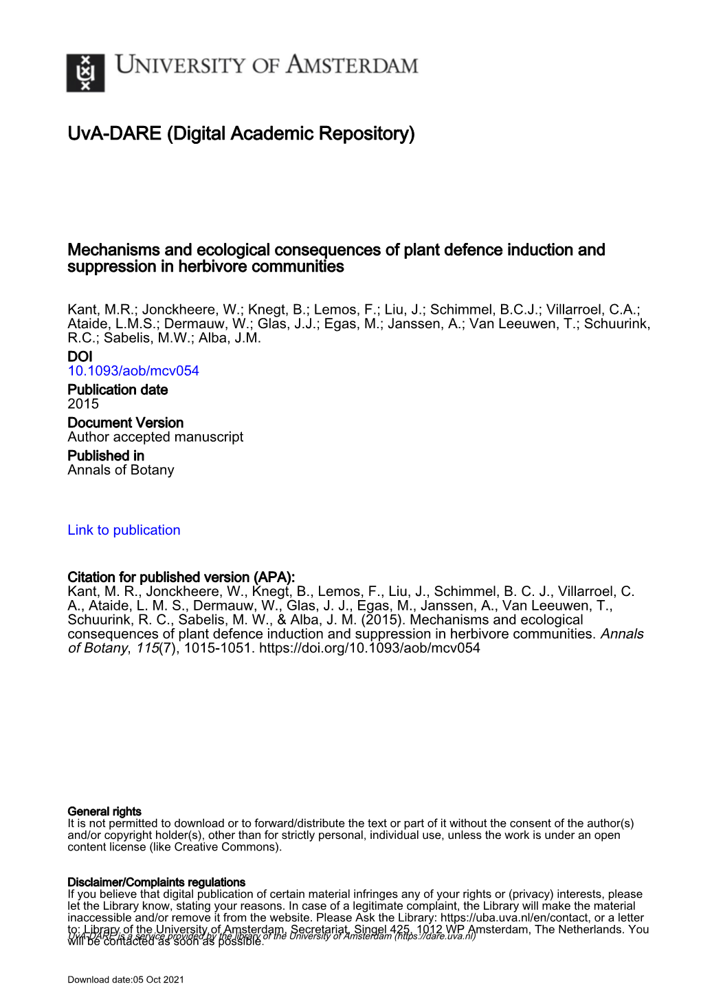 Mechanisms and Ecological Consequences of Plant Defence Induction and Suppression in Herbivore Communities