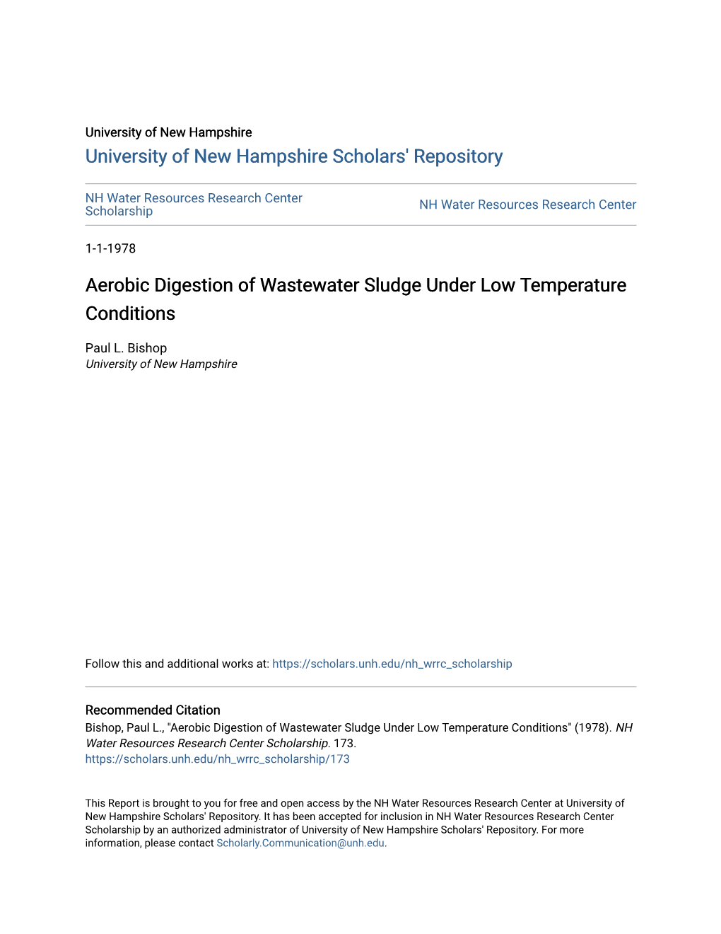 Aerobic Digestion of Wastewater Sludge Under Low Temperature Conditions