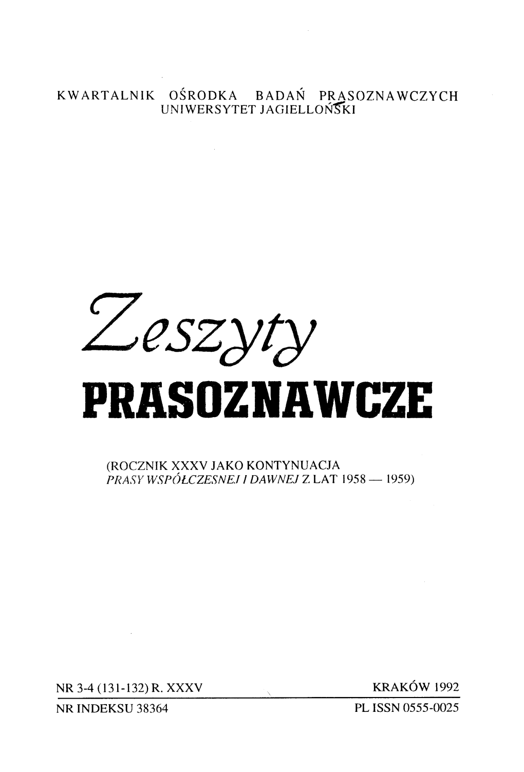 Zeszyty PRASOZNAWCZE