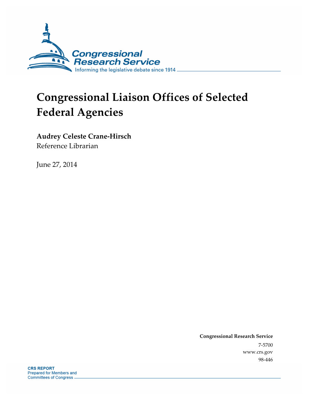 Congressional Liaison Offices of Selected Federal Agencies