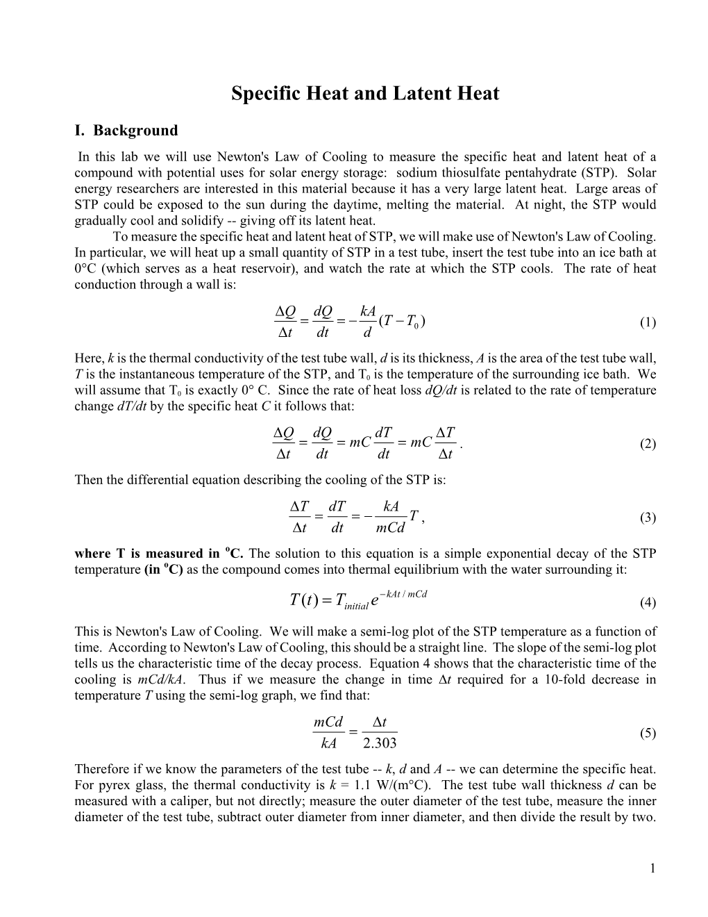 Specific Heat and Latent Heat