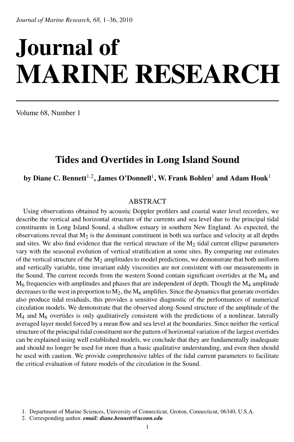 Tides and Overtides in Long Island Sound