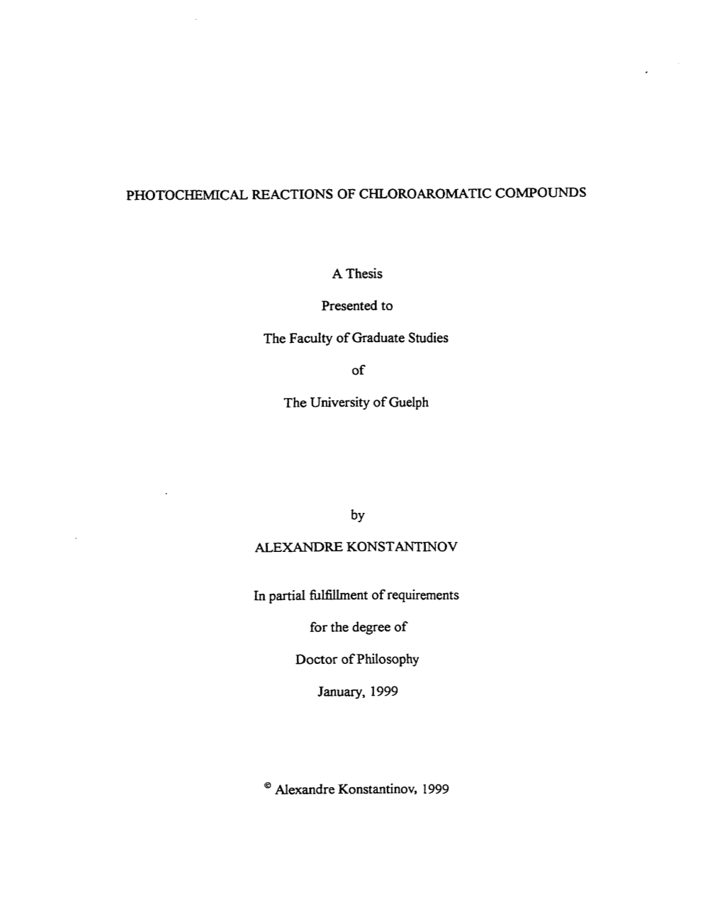 Photochewiical Re Actions of Chloro Aromatic Compounds