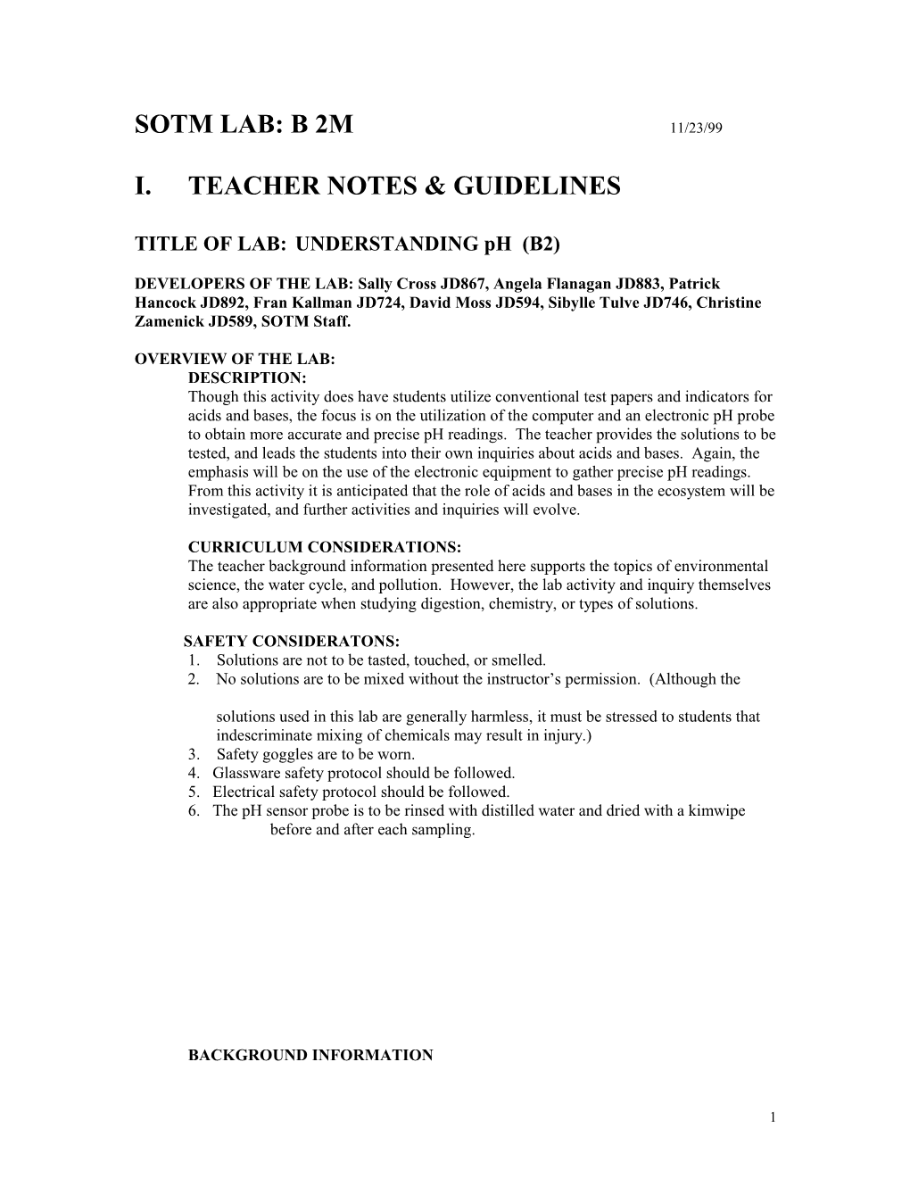 I. Teacher Notes & Guidelines