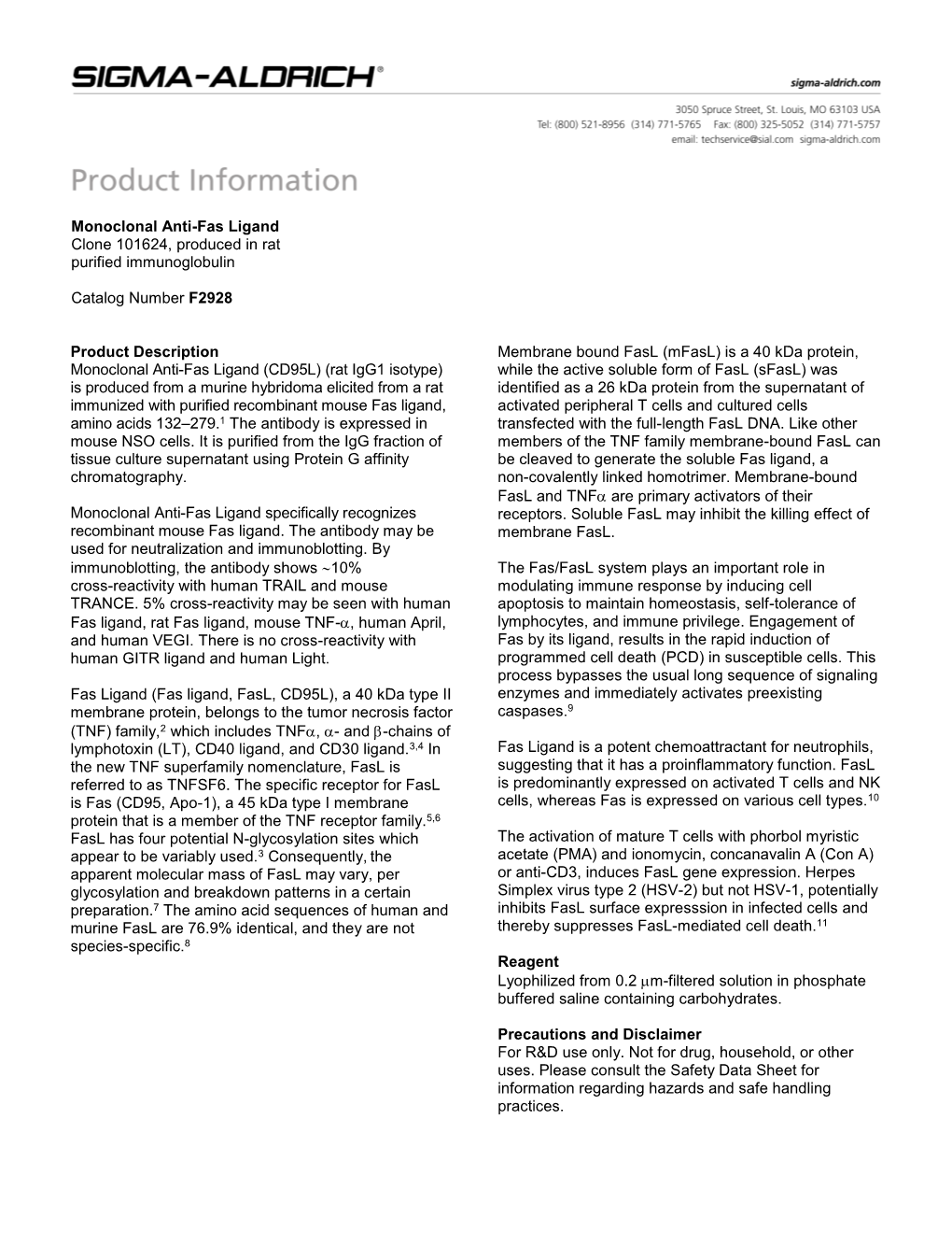 Monoclonal Anti-Fas Ligand (F2928)