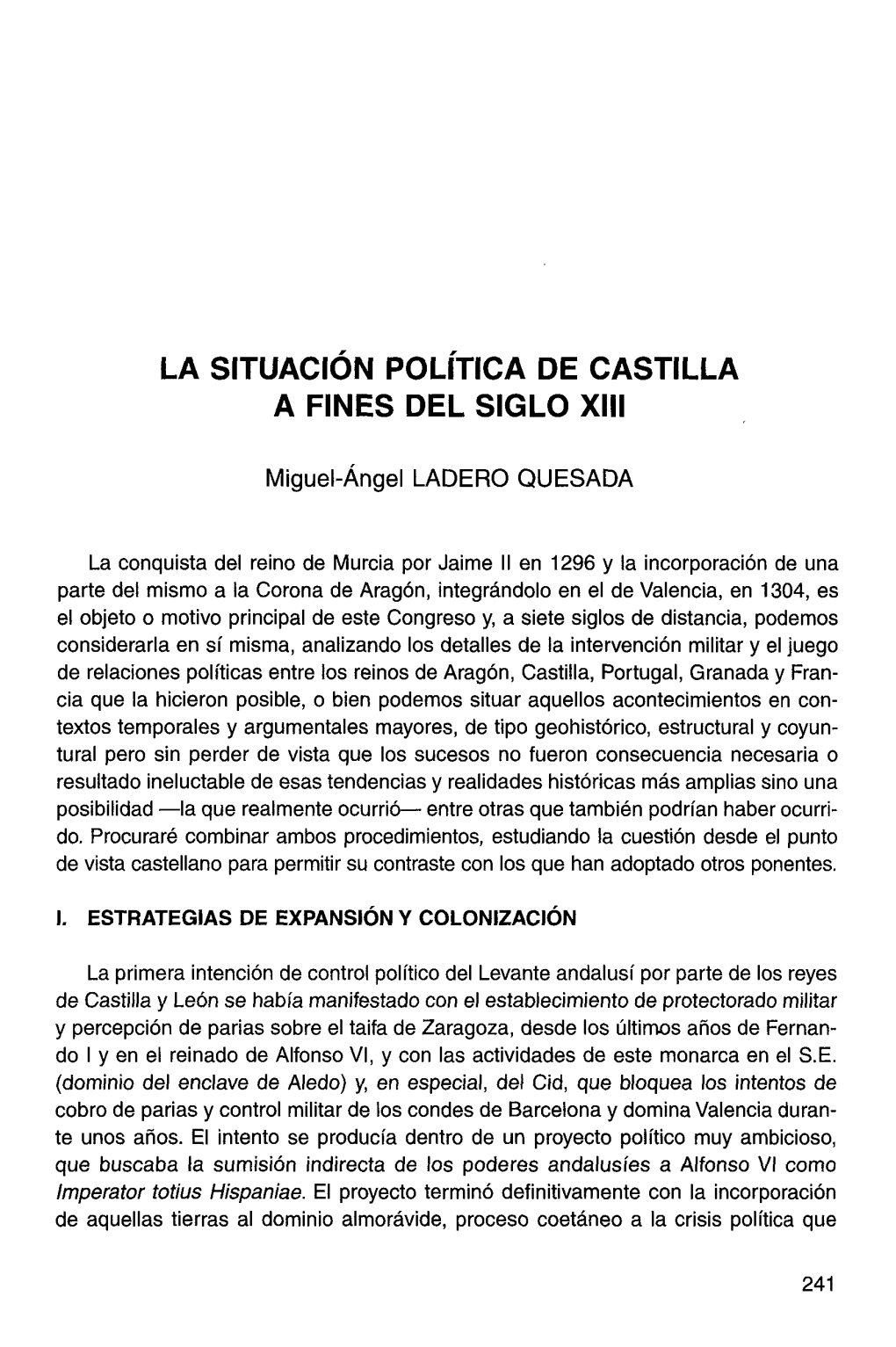 La Situación Política De Castilla a Fines Del Siglo Xiii