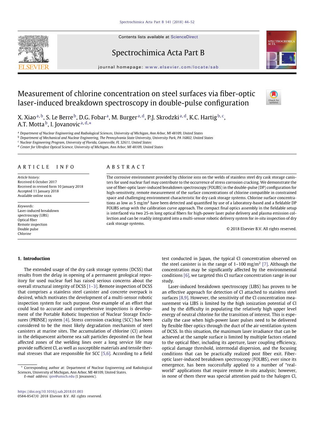 Measurement of Chlorine Concentration on Steel Surfaces Via ﬁber-Optic Laser-Induced Breakdown Spectroscopy in Double-Pulse Conﬁguration