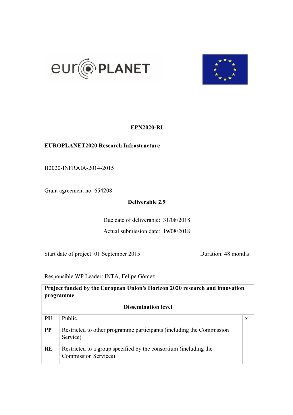 654208 Deliverable 2.9 Due Date O