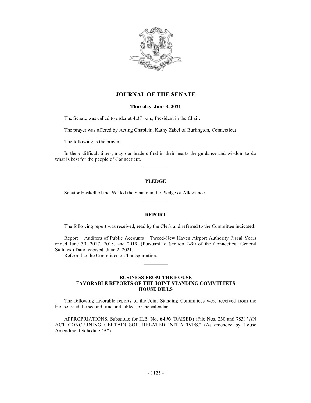 Journal of the Senate 06/03/2021