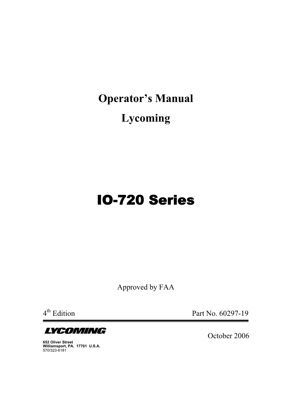 IO-720 Operator's Manual