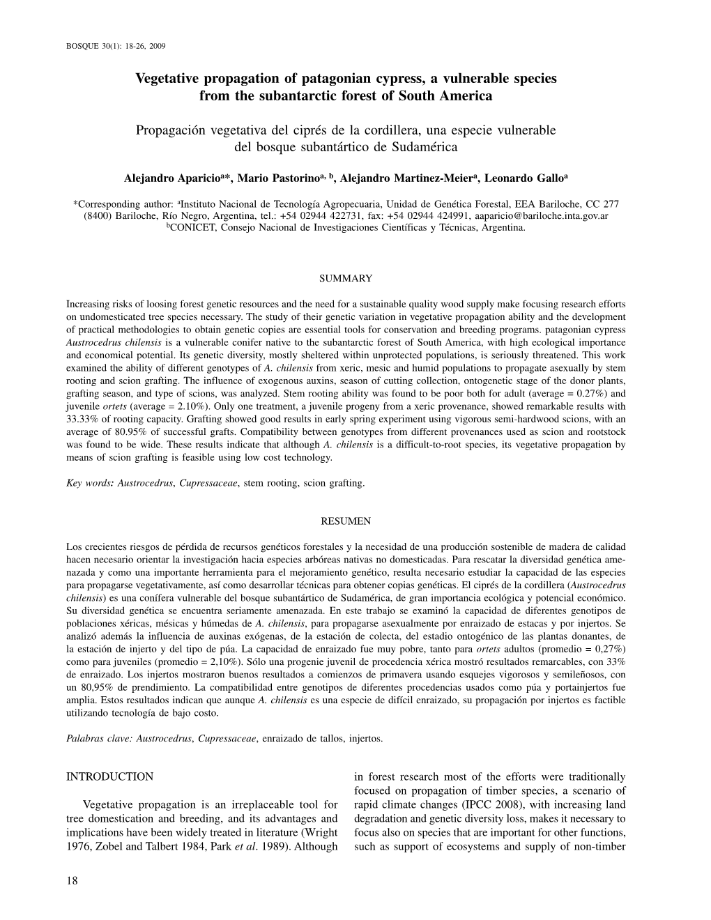 Vegetative Propagation of Patagonian Cypress, a Vulnerable Species from the Subantarctic Forest of South America