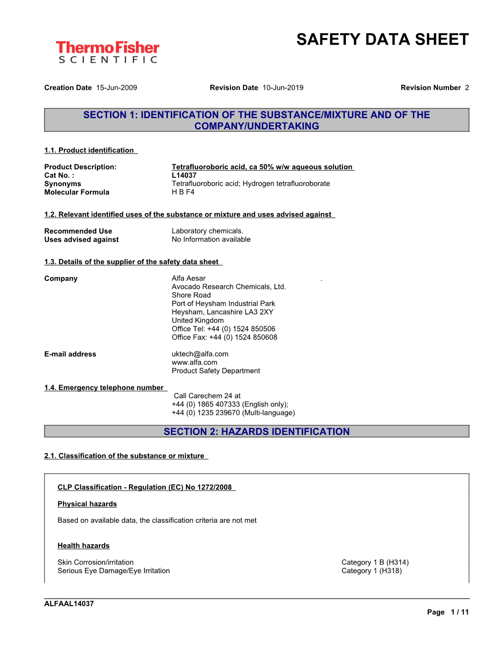 Safety Data Sheet