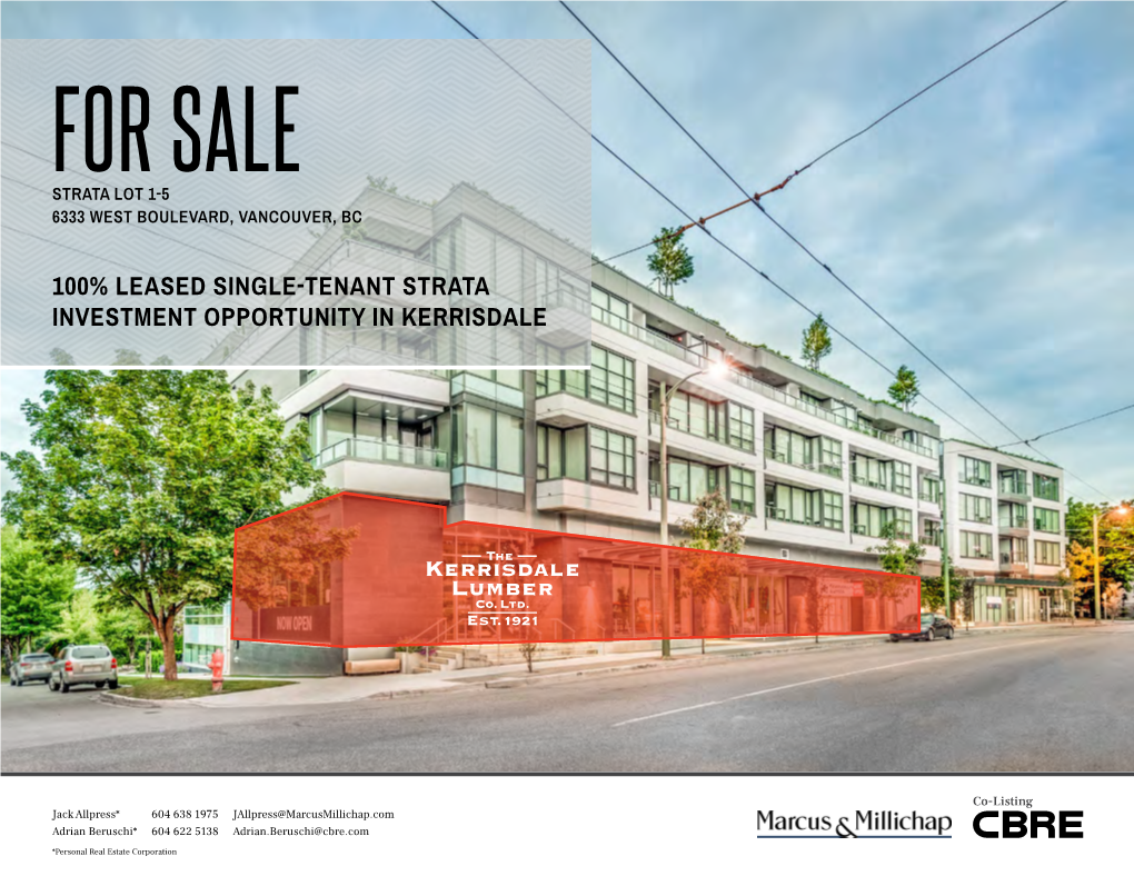 100% Leased Single-Tenant Strata Investment Opportunity in Kerrisdale