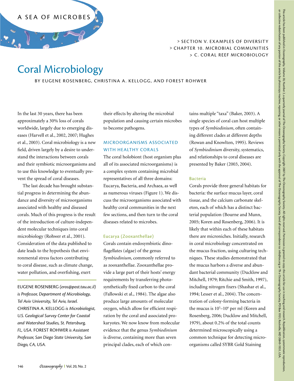 Coral Microbiology , Volume 2, a Quarterly 20, Number the O Journal of by Eugene Rosenberg, Christina A