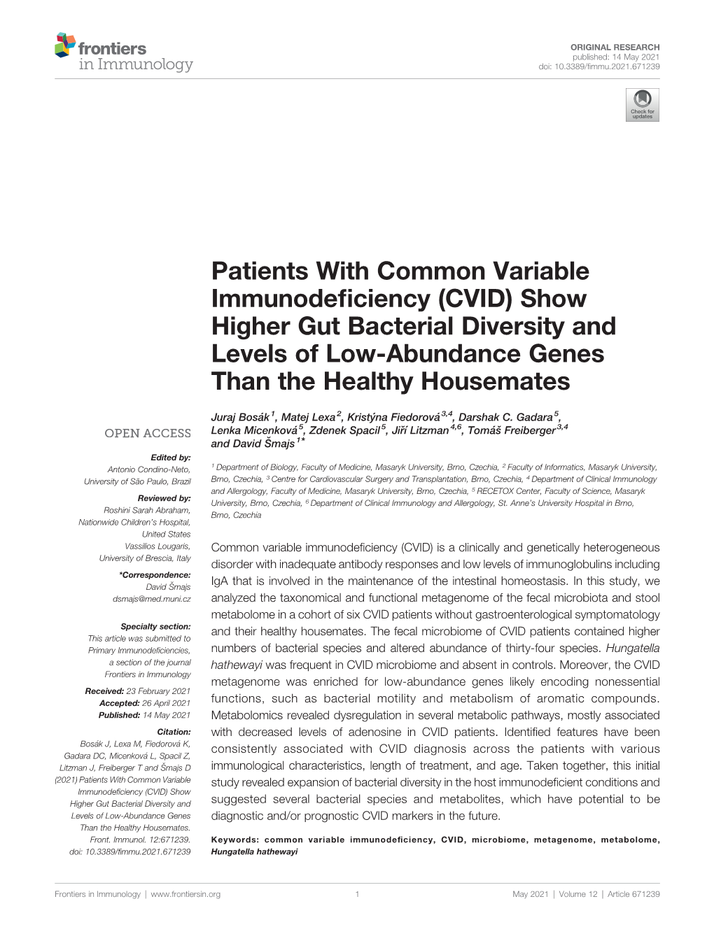 Patients with Common Variable Immunodeficiency (CVID)