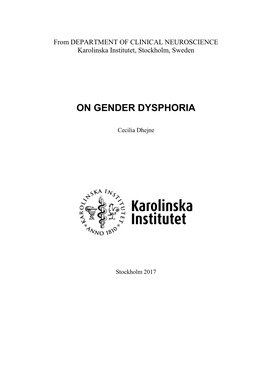 On Gender Dysphoria