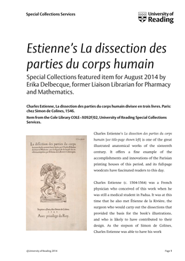 Estienne's La Dissection