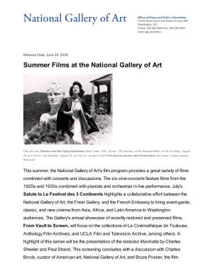 Summer Films at the National Gallery of Art