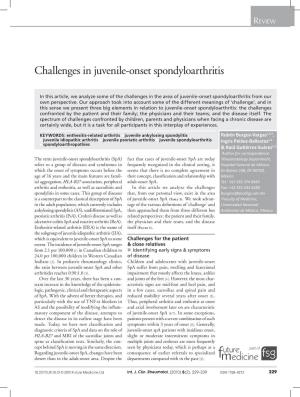 Challenges in Juvenile-Onset Spondyloarthritis