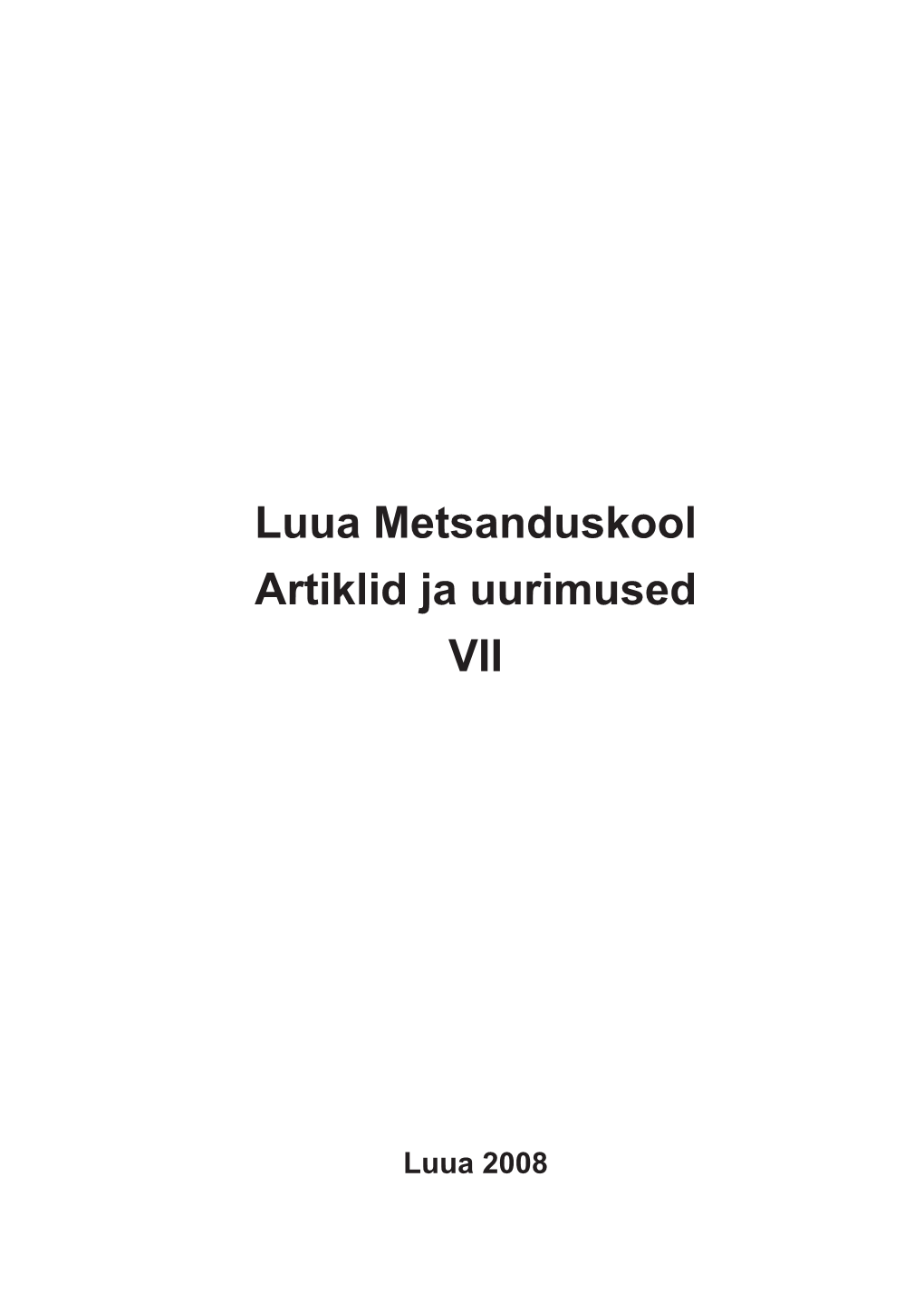 Artiklid Ja Uurimused 2008