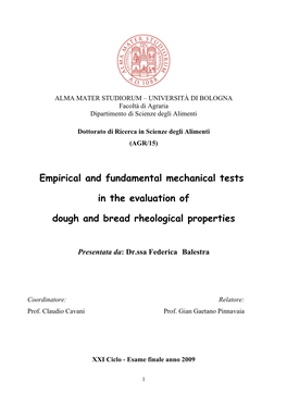 Empirical and Fundamental Mechanical Tests in the Evaluation of Dough and Bread Rheological Properties