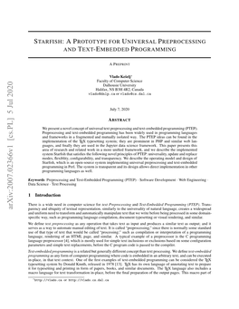 Starfish: a Prototype for Universal Preprocessing and Text-Embedded Programming
