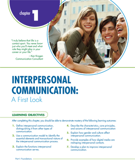 INTERPERSONAL COMMUNICATION: a First Look