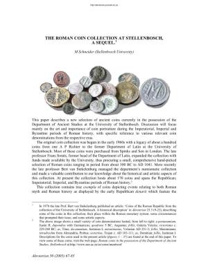 The Roman Coin Collection at Stellenbosch, a Sequel.1