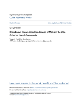 Reporting of Sexual Assault and Abuse of Males in the Ultra-Orthodox Jewish Community